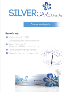 Dispositivo Intrauterino modelo Silver Care con núcleo de plata, marca PREGNA