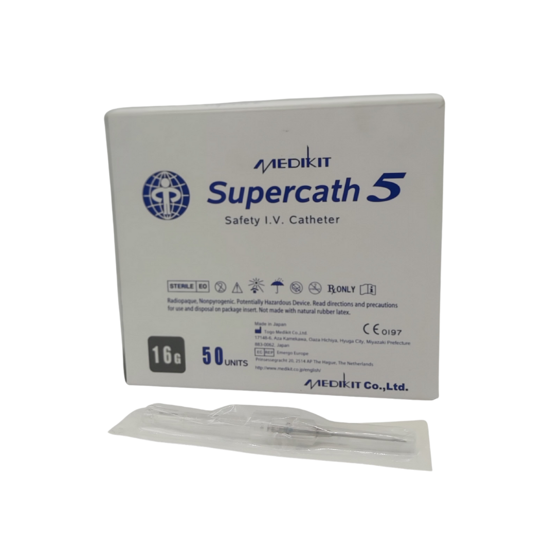 Catéter intravenoso de bioseguridad marca Supercath 16g x 1 1/4