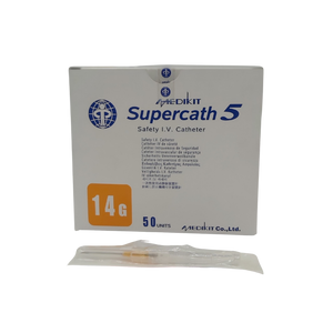 Catéter intravenoso de bioseguridad marca Supercath 14g x 1 1/4