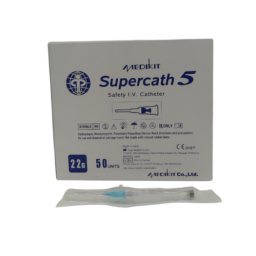 Catéter intravenoso de bioseguridad marca Supercath 22g x 1