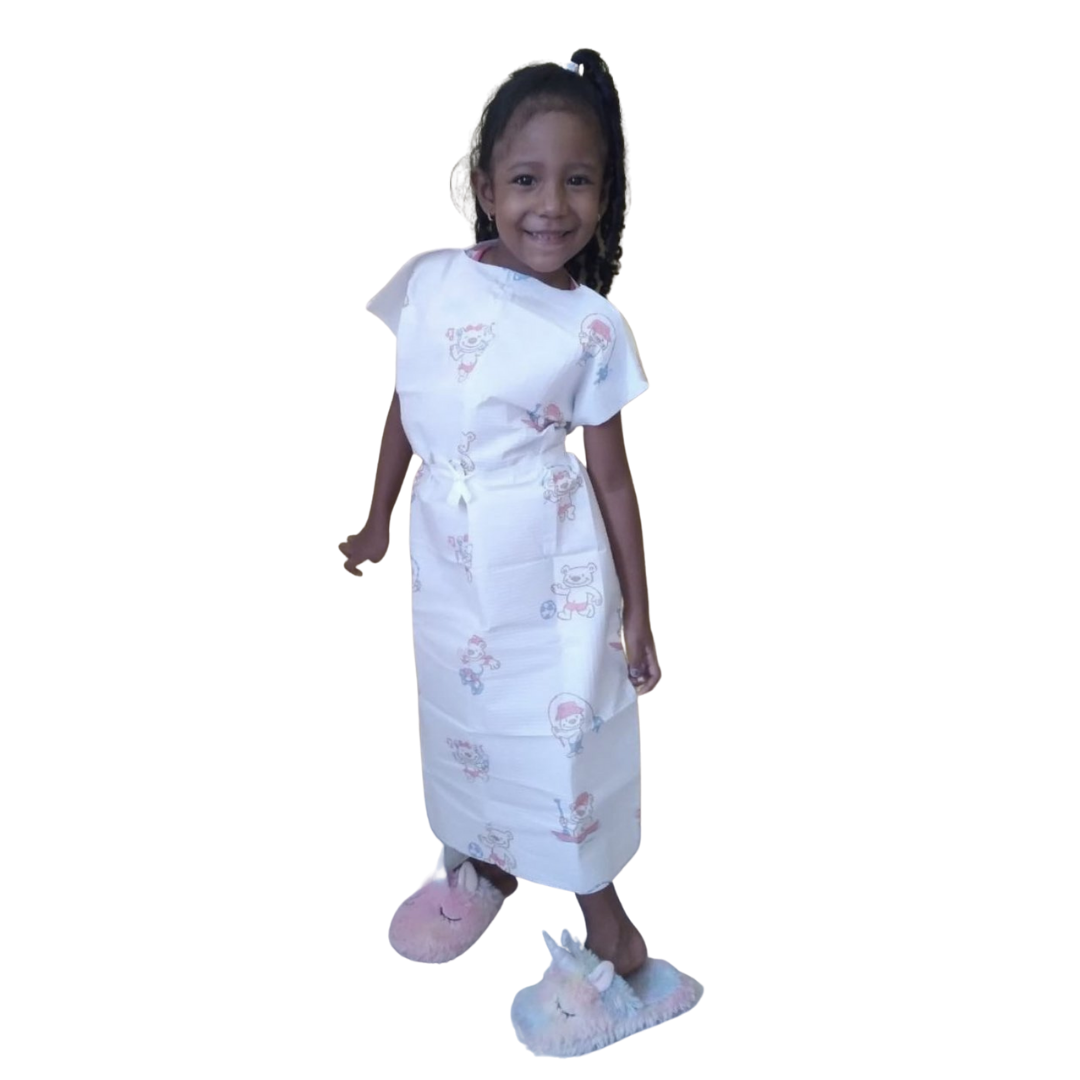 Bata pediátrica blanca de papel desechable con Ositos