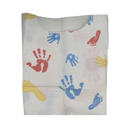 Bata pediátrica blanca de papel desechable con Tiny Tracks