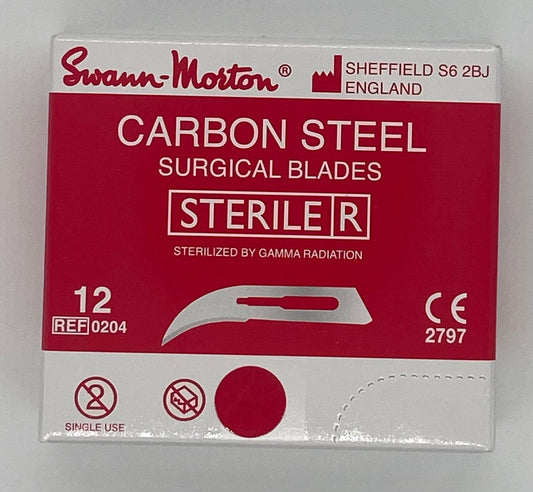 Caja de 100  Hojas de Bisturí Estériles número 12 marca Swann Morton